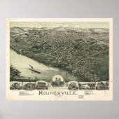 Moundsville W. Virginia 1899 Antiek Panoramic Map Poster (Voorkant)