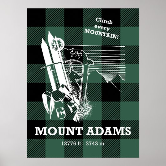 Mount Adams Washington Cascade Range Hiking Poster (Voorkant)