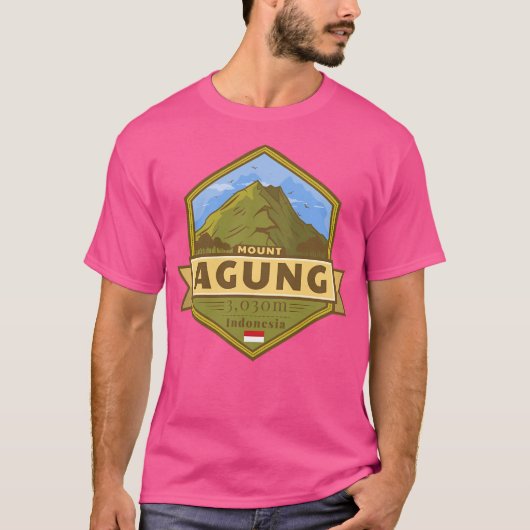 Mount Agung Bali Indonesië Badge Actief T-shirt (Voorkant)