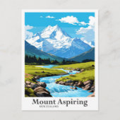 Mount Aspiring Nieuw-Zeeland Reis Illustratie Briefkaart (Voorkant)