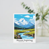 Mount Aspiring Nieuw-Zeeland Reis Illustratie Briefkaart (Staand voorkant)