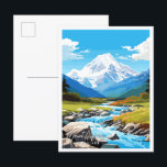 Mount Aspiring Nieuw-Zeeland vintage reizen Briefkaart<br><div class="desc">Mount Aspiring Nieuw-Zeeland vintage reisplaats illustratie</div>