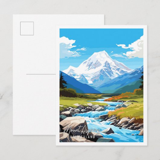 Mount Aspiring Nieuw-Zeeland vintage reizen Briefkaart (Voorkant / Achterkant)