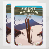 Mount Bachelor Oregon Ski reisposter Briefhoofd (Voorkant / Achterkant)