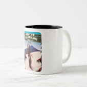 Mount Bachelor Oregon Ski reisposter Tweekleurige Koffiemok (Voorkant rechts)