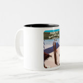 Mount Bachelor Oregon Ski reisposter Tweekleurige Koffiemok (Voorkant links)