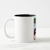 Mount Bachelor Oregon Ski reisposter Tweekleurige Koffiemok (Links)