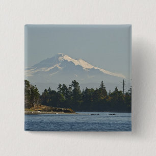 Mount Baker domineert landschap Vierkante Button 5,1 Cm