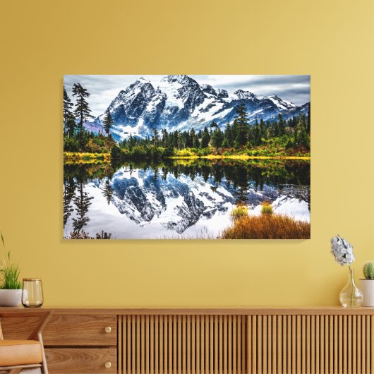 Mount Baker gereflecteerd Canvas Afdruk (Insitu (Woonkamer))