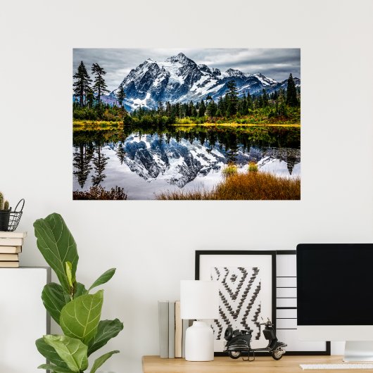 Mount Baker gereflecteerd Poster (Thuiskantoor)