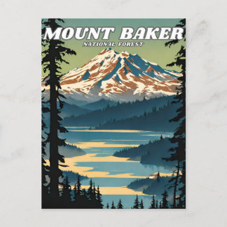 Mount Baker National Forest illustratie retro Briefkaart
