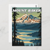 Mount Baker National Forest illustratie retro Briefkaart (Voorkant / Achterkant)