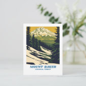 Mount Baker National Forest illustratie retro Cla Briefkaart (Staand voorkant)
