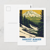 Mount Baker National Forest illustratie retro Cla Briefkaart (Voorkant / Achterkant)