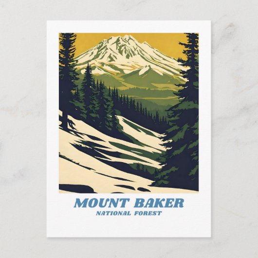 Mount Baker National Forest illustratie retro Cla Briefkaart (Voorkant)
