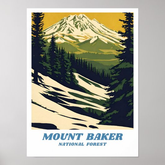 Mount Baker National Forest illustratie retro Cla Poster (Voorkant)