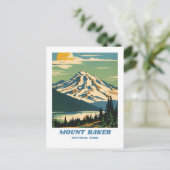 Mount Baker National Forest illustratie retro dec Briefkaart (Staand voorkant)