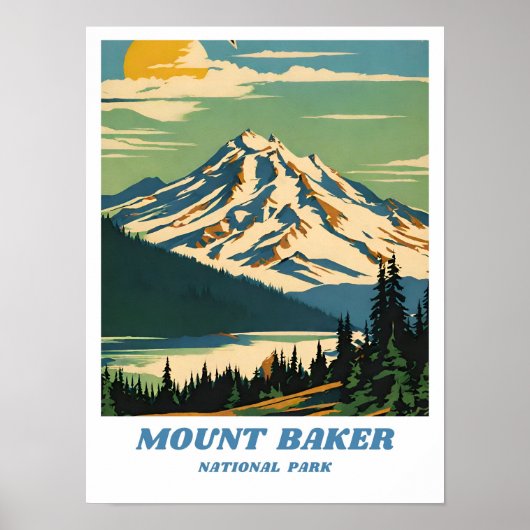 Mount Baker National Forest illustratie retro dec Poster (Voorkant)