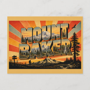 Mount Baker WA Vulkan Oude Groei Kunst Briefkaart