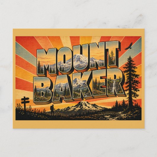 Mount Baker WA Vulkan Oude Groei Kunst Briefkaart (Voorkant)