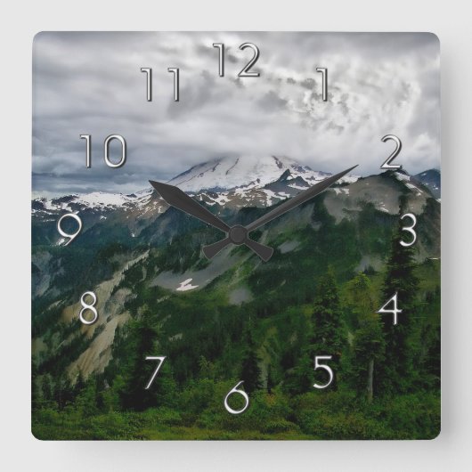 Mount Baker wall clock Vierkante Klok (Voorkant)