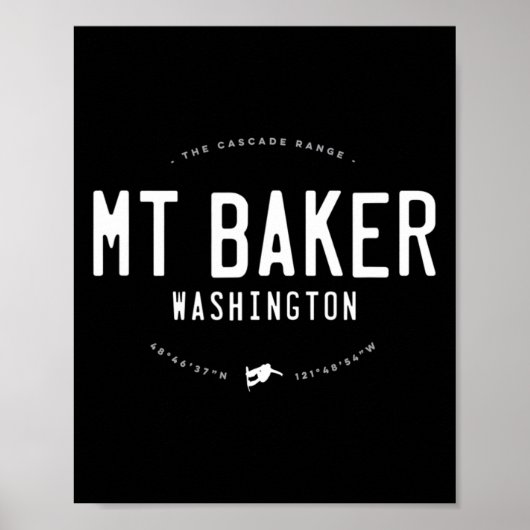 Mount Baker Washington Graphic Distressed  Poster (Voorkant)