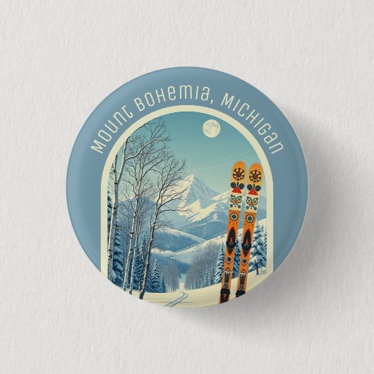 Mount Bohemia Michigan ski-souvenir Ronde Button 3,2 Cm (Voorkant)