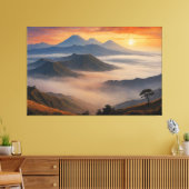 Mount Bromo bereik met lage wolken Canvas Afdruk (Insitu (Woonkamer))
