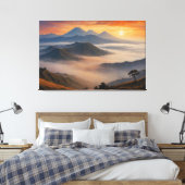 Mount Bromo bereik met lage wolken Canvas Afdruk (Insitu (Slaapkamer))