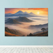 Mount Bromo bereik met lage wolken Canvas Afdruk (Insitu (Houten vloer))
