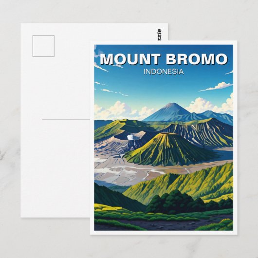 Mount Bromo Indonesia Reizen Briefkaart (Voorkant / Achterkant)