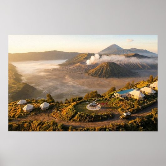 Mount Bromo Sunrise Aerial Volcano Luxury Wall Art Poster (Voorkant)