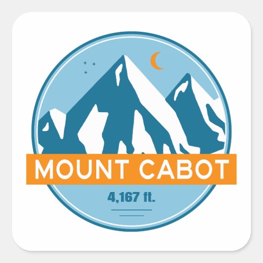 Mount Cabot New Hampshire Stars Moon Vierkante Sticker (Voorkant)