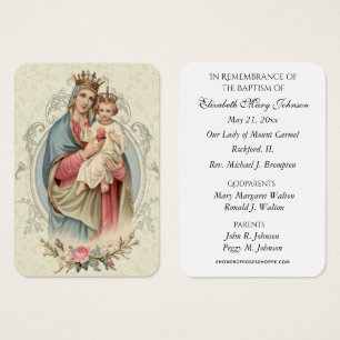 Mount Carmel Baptism Christening Remembrance Kaart