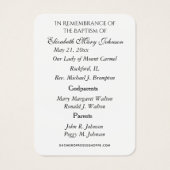 Mount Carmel Baptism Christening Remembrance Kaart (Achterkant)