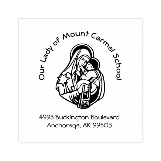 Mount Carmel Gezegend Maagd Maria Bruin Scapular Rubberstempel (Afrduk)