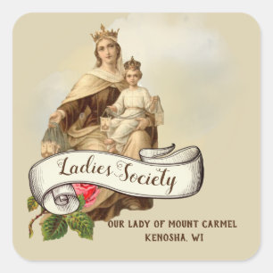 Mount Carmel Religieuze Katholieke Jesus Scapular Vierkante Sticker