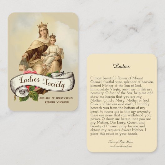 Mount Carmel Religieuze Katholieke Prayer Heilige  Visitekaartje (Voorkant / Achterkant)