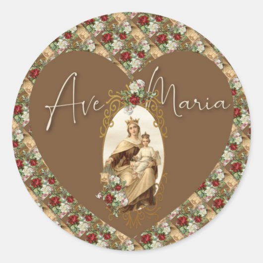 Mount Carmel Religieuze Maagd Mary Jesus Floral Ronde Sticker (Voorkant)