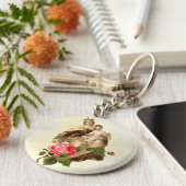 Mount Carmel Virgin Mary Jesus Brown Scapular Keyb Sleutelhanger (Zijkant)