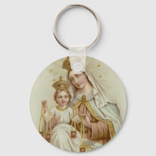 Mount Carmel Virgin Mary Jesus Brown Scapular Sleutelhanger
