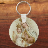 Mount Carmel Virgin Mary Jesus Brown Scapular Sleutelhanger (Voorkant)