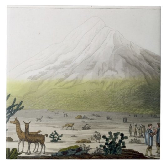 Mount Chimborazo, Ecuador, uit Le Costume Ancien Tegeltje (Voorkant)