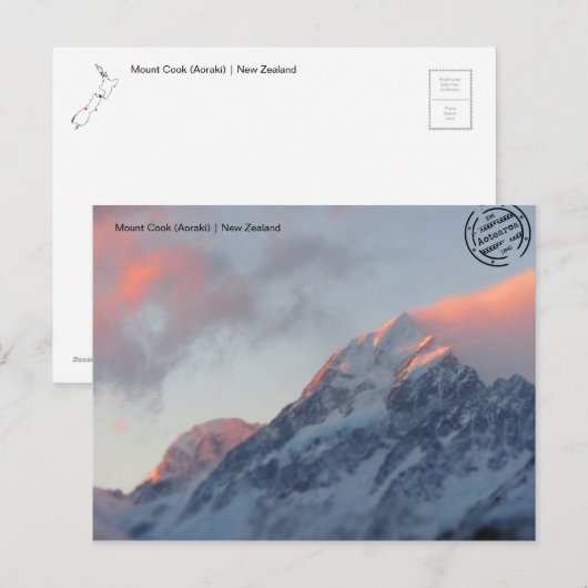 Mount Cook (Aoraki) (Neuseeland) Postkarte Briefkaart (Voorkant / Achterkant)