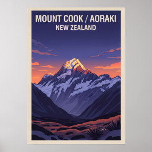 Mount Cook (Aoraki) Nieuw-Zeeland V05 Poster