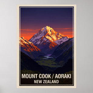 Mount Cook (Aoraki) Nieuw-Zeeland V06 Poster
