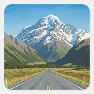 Mount Cook National Park, Nieuw-Zeeland Reizen Vierkante Sticker
