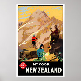 Mount Cook New Zealand vintage-reis Poster