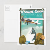 Mount Cook Nieuw-Zeeland reisposter Briefkaart (Voorkant / Achterkant)