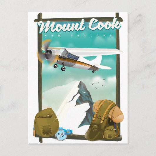 Mount Cook Nieuw-Zeeland reisposter Briefkaart (Voorkant)
